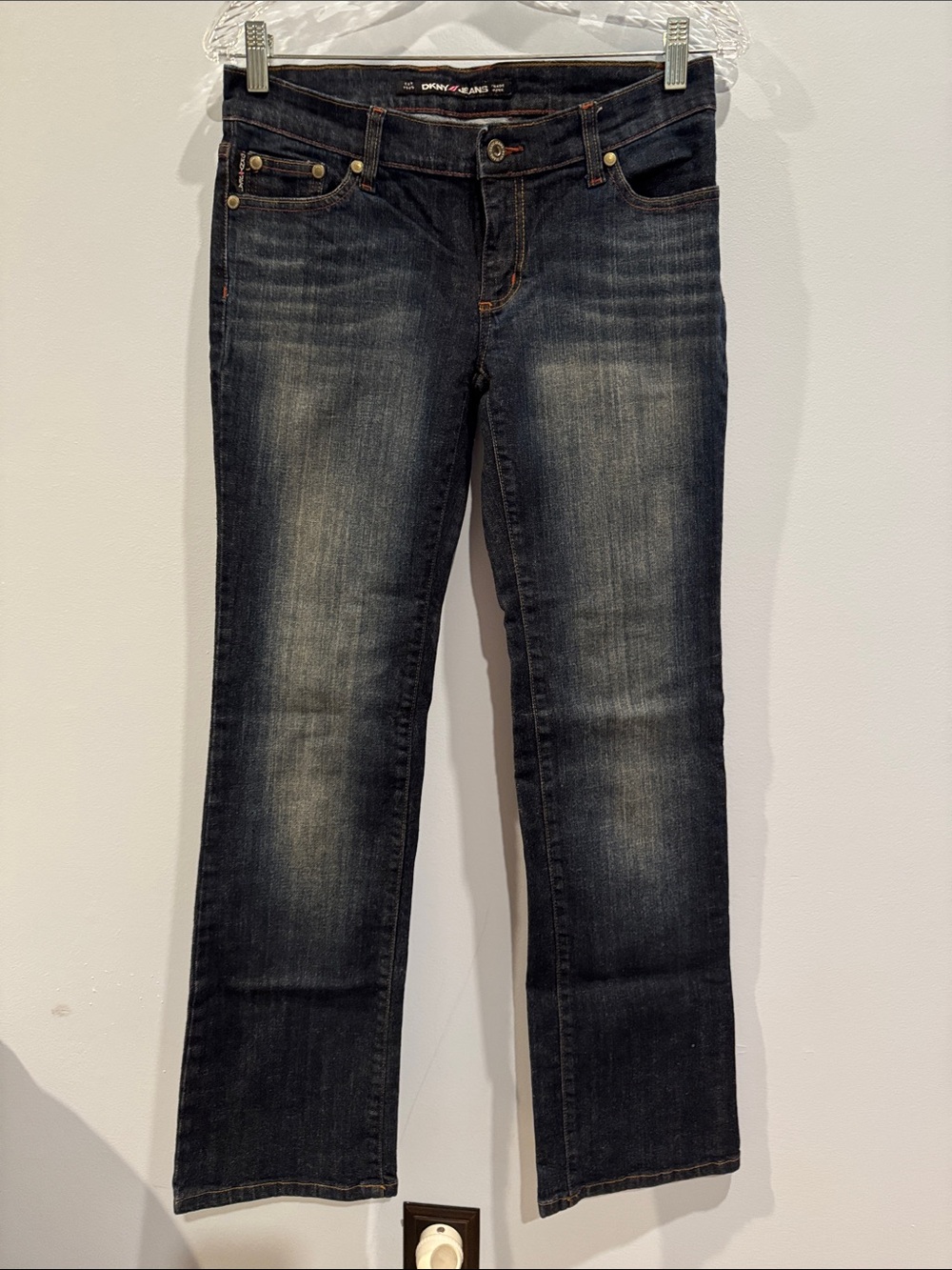 Vintage DKNY JEANS Downtown Brooklyn Jean Medium Wash Orange Stitching Sz 5